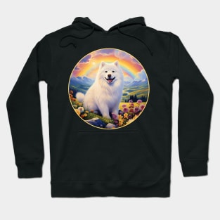 Samoyed Memorial Rainbow Bridge Colorful Dog Art Hoodie